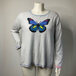 Lisa Todd Butterfly Sweater sz 1X Cotton Cashmere Blend